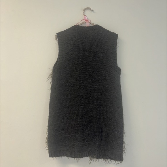 Penny Lane Vest VTG Sz Sm Gray Boho Indie Warm Layering Fall‎ Faux Fur Movie - Picture 9 of 9